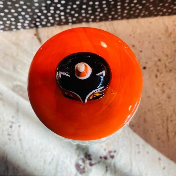 Johanna Parker Black Cat Large Glass Candy Jar Head Lid Vintage Style Transpac - Picture 6 of 10